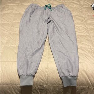 Figs Graphite Gray Joggers with Green Drawstring